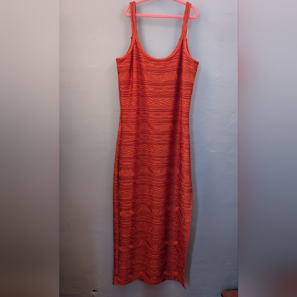 Bodycon Newport News Burnt Orange Midi Strappy Dress